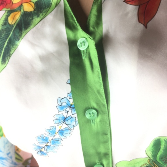 Miss Meng Parrot Print Silk Blouse - Picture 5 of 14